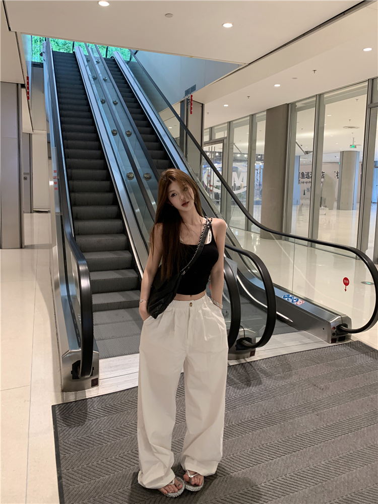 Mopping white casual pants wide leg work pants