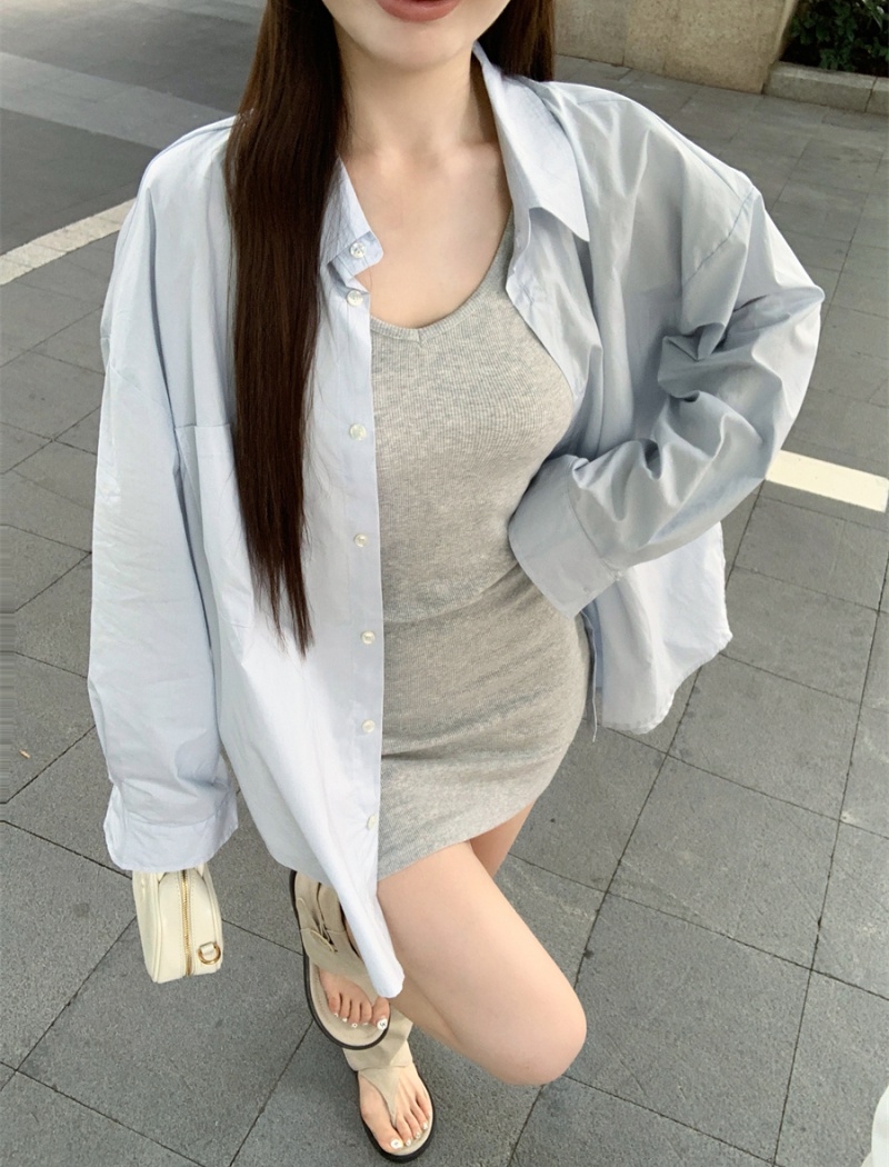 Enticement sexy gray coat slim package hip shirt