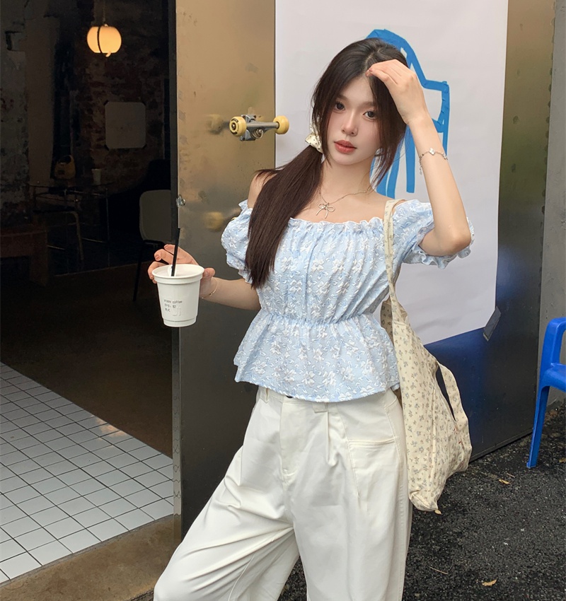 Korean style France style shirt short sweet tops