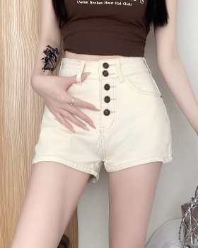 A-line apricot short jeans large yard breasted pants