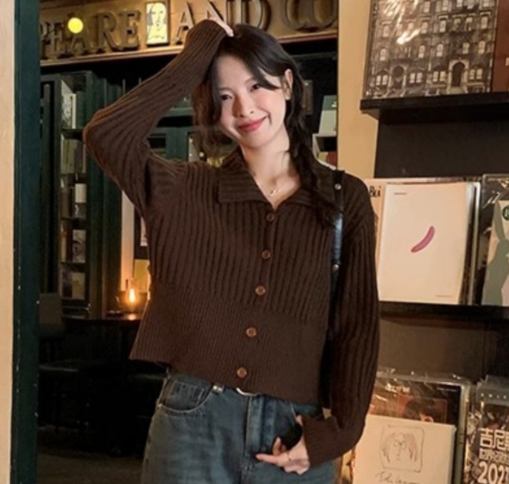 Knitted temperament cardigan simple autumn sweater