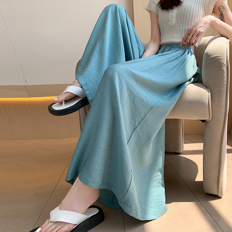 High waist loose wide leg pants ice silk culottes for women