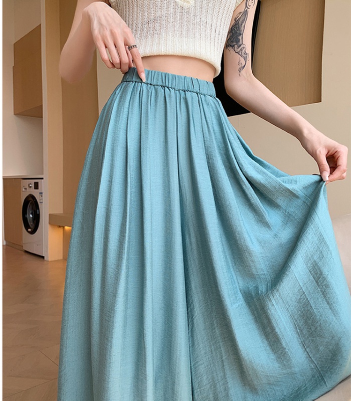 High waist loose wide leg pants ice silk culottes for women