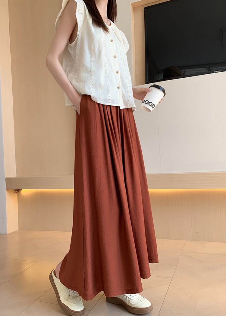 High waist loose wide leg pants ice silk culottes for women