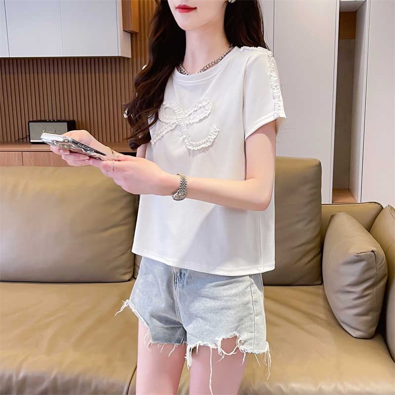 Imitation of cotton summer round neck T-shirt for women