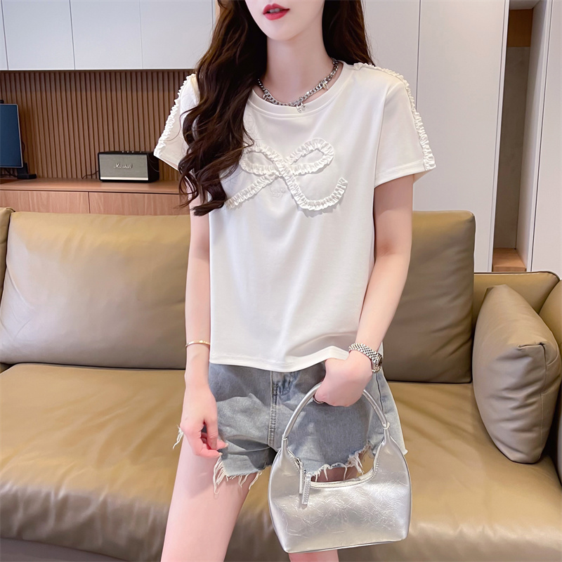 Imitation of cotton summer round neck T-shirt for women