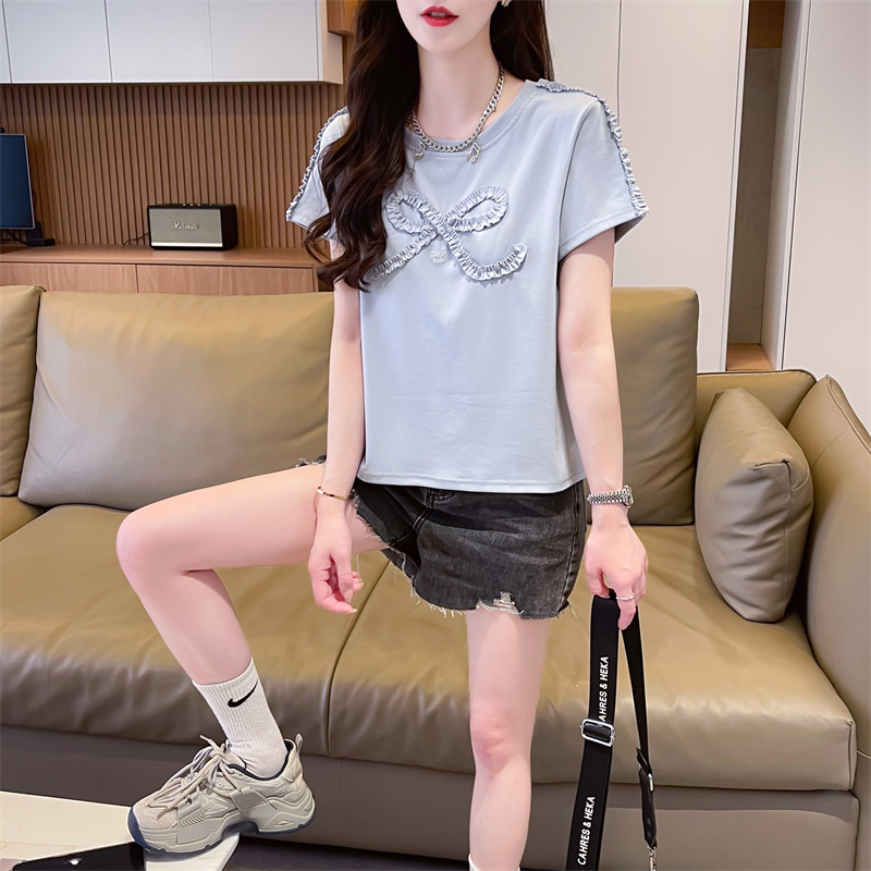 Imitation of cotton summer round neck T-shirt for women