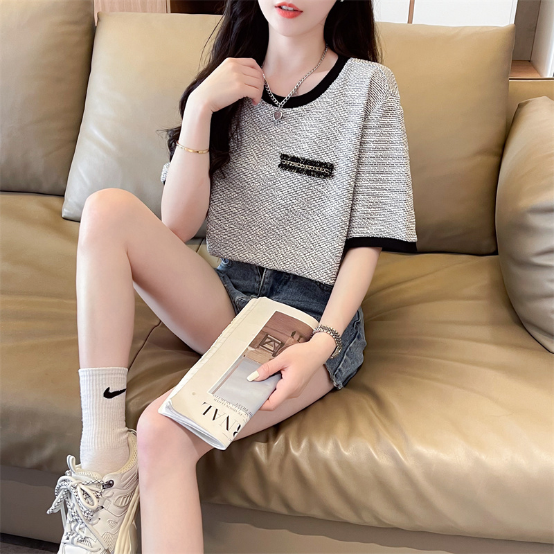 Short sleeve cotton tops loose T-shirt for women