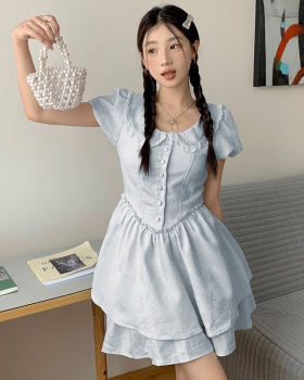 Pinched waist dress France style T-back for women