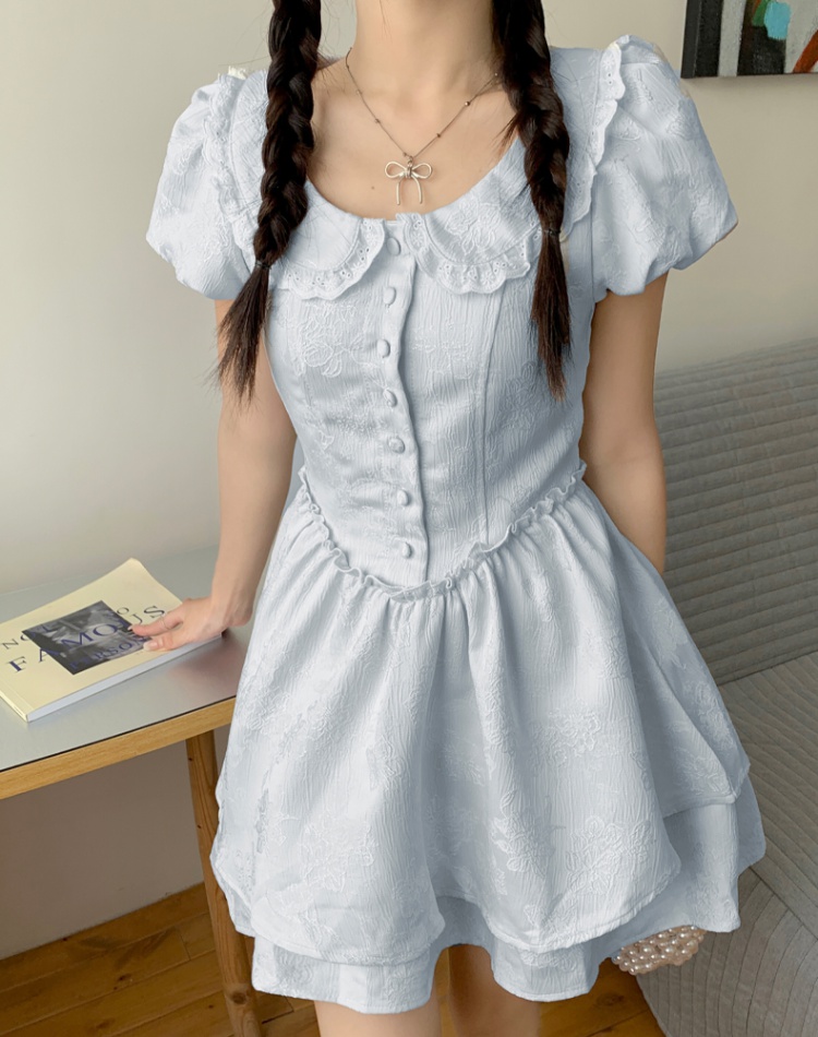 Pinched waist dress France style T-back for women