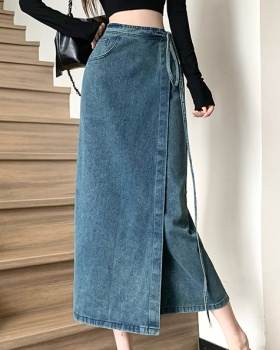High waist frenum long split skirt for women
