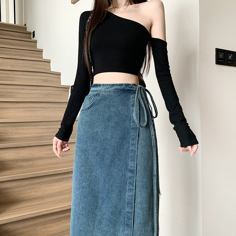 High waist frenum long split skirt for women