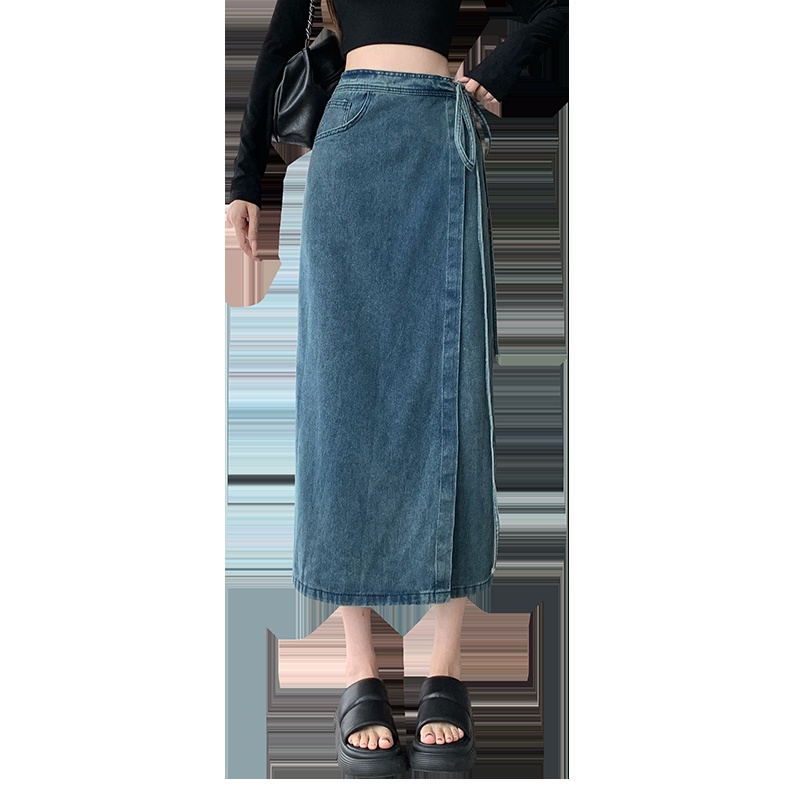 High waist frenum long split skirt for women