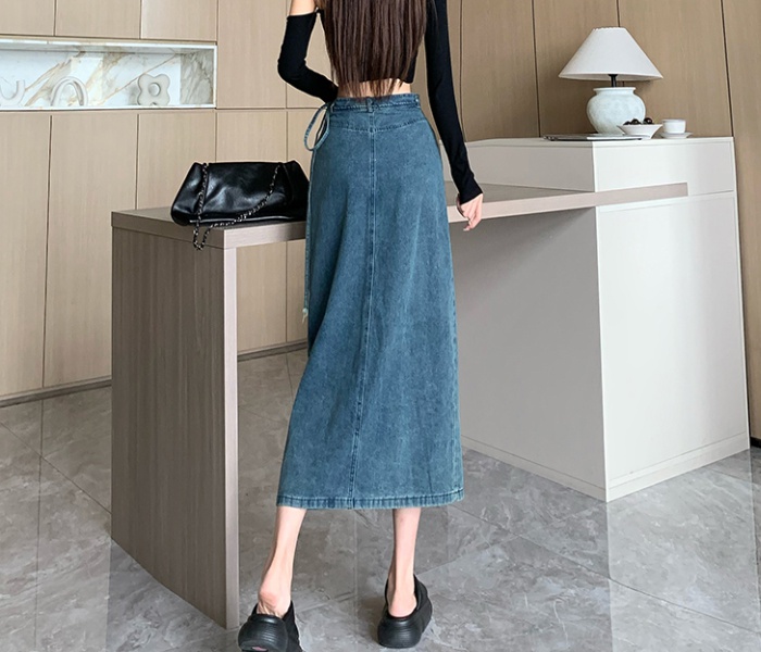 High waist frenum long split skirt for women