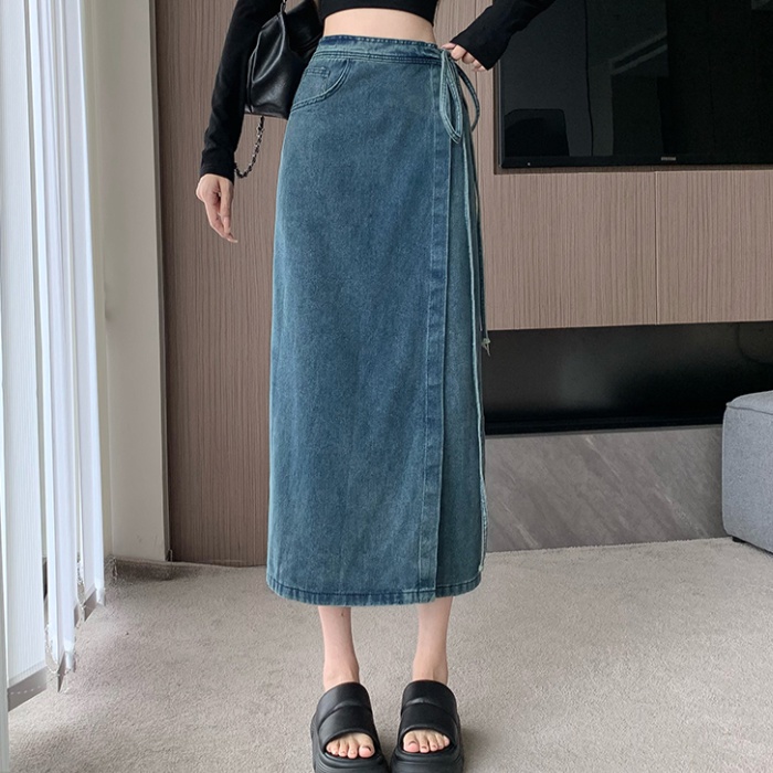 High waist frenum long split skirt for women