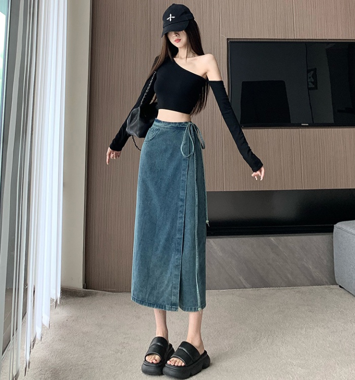 High waist frenum long split skirt for women