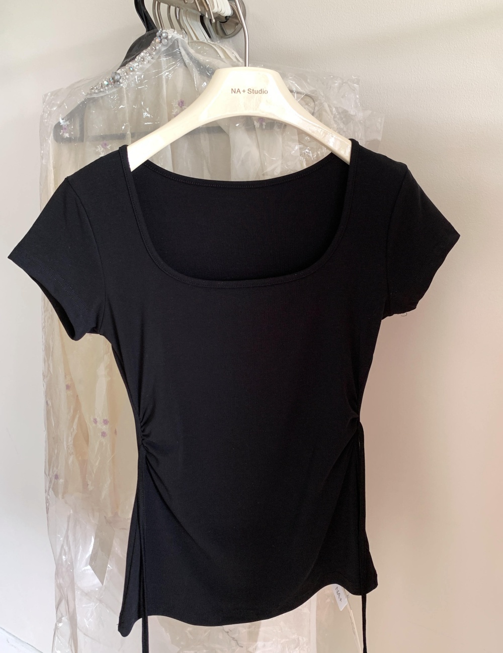 Frenum black short sleeve tops