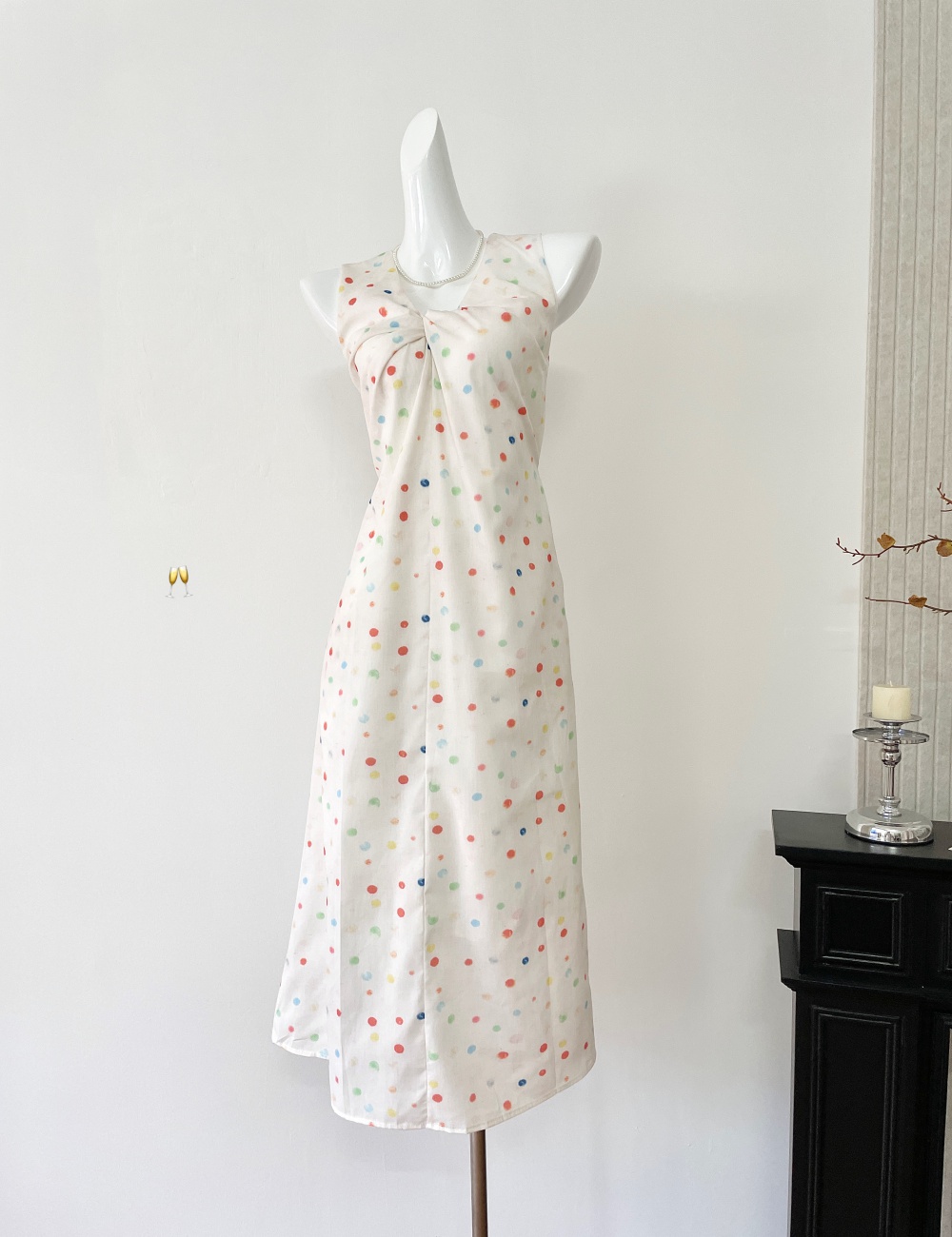 Polka dot cotton linen colors rainbow dress