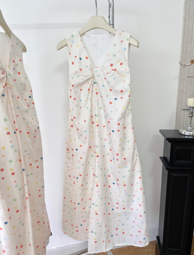 Polka dot cotton linen colors rainbow dress