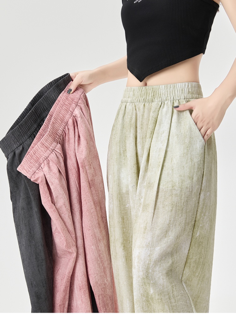 Thin flax summer straight pants wicking wide leg pants