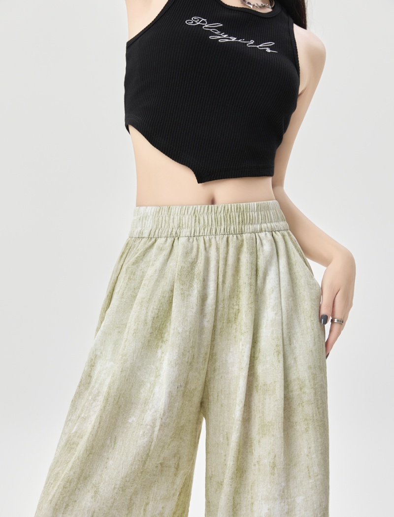 Thin flax summer straight pants wicking wide leg pants