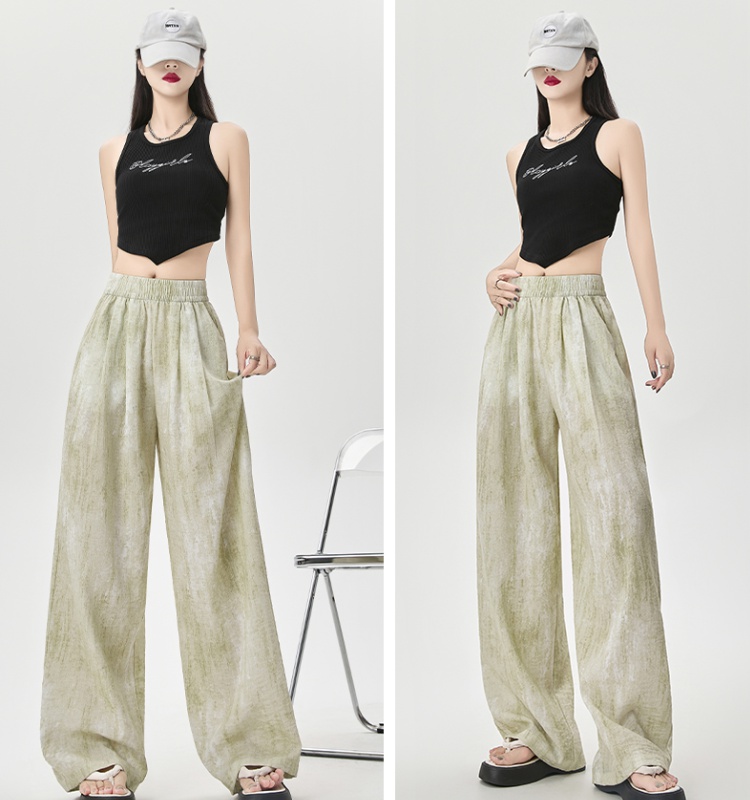 Thin flax summer straight pants wicking wide leg pants