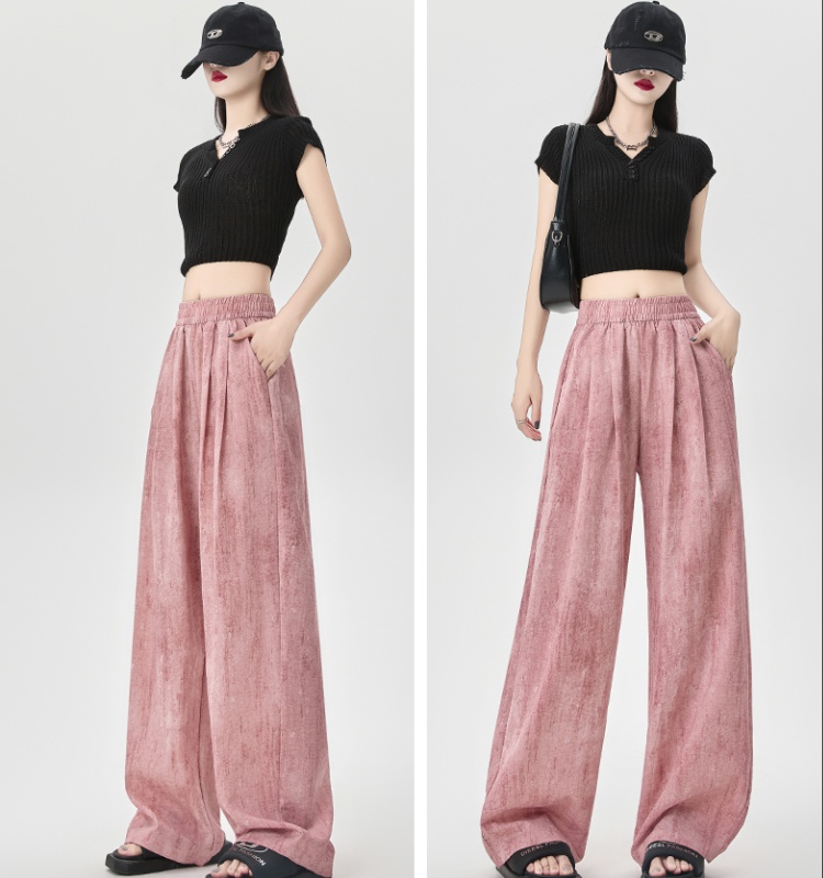 Thin flax summer straight pants wicking wide leg pants