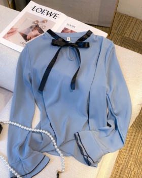 Loose autumn tops bow Korean style shirt for women