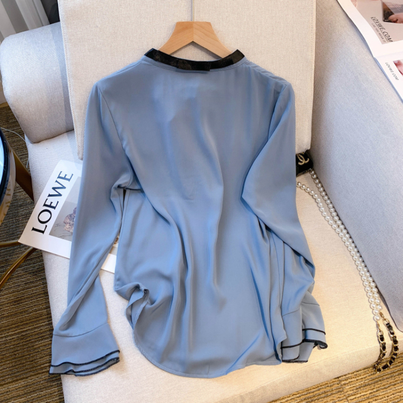 Loose autumn tops bow Korean style shirt for women