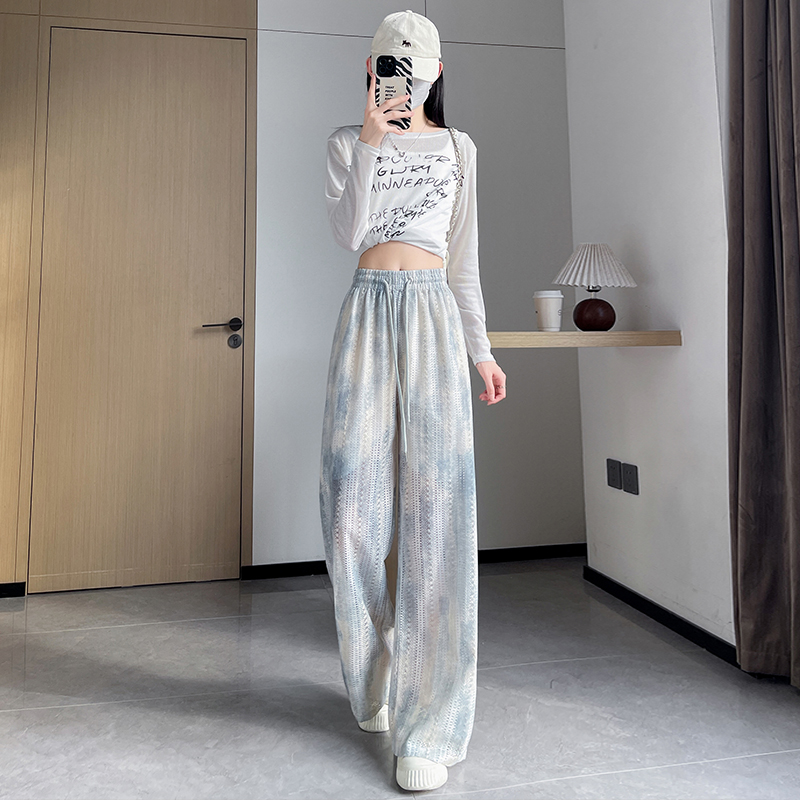 Lazy summer pants ice silk Casual wide leg pants for women