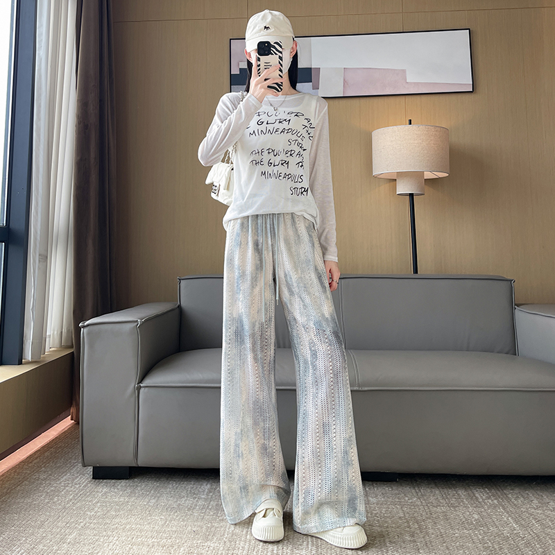 Lazy summer pants ice silk Casual wide leg pants for women