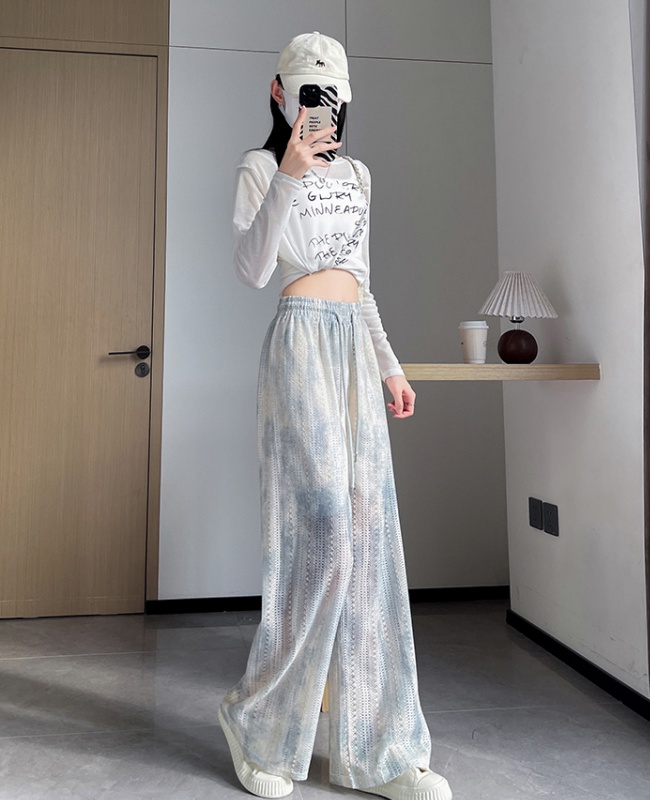 Lazy summer pants ice silk Casual wide leg pants for women