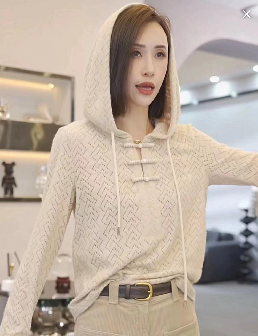 Hooded Casual shirts long sleeve slim hat for women