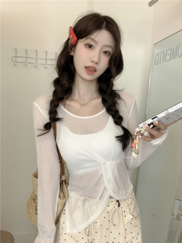 Irregular wear thin smock sunscreen sling enticement T-shirt