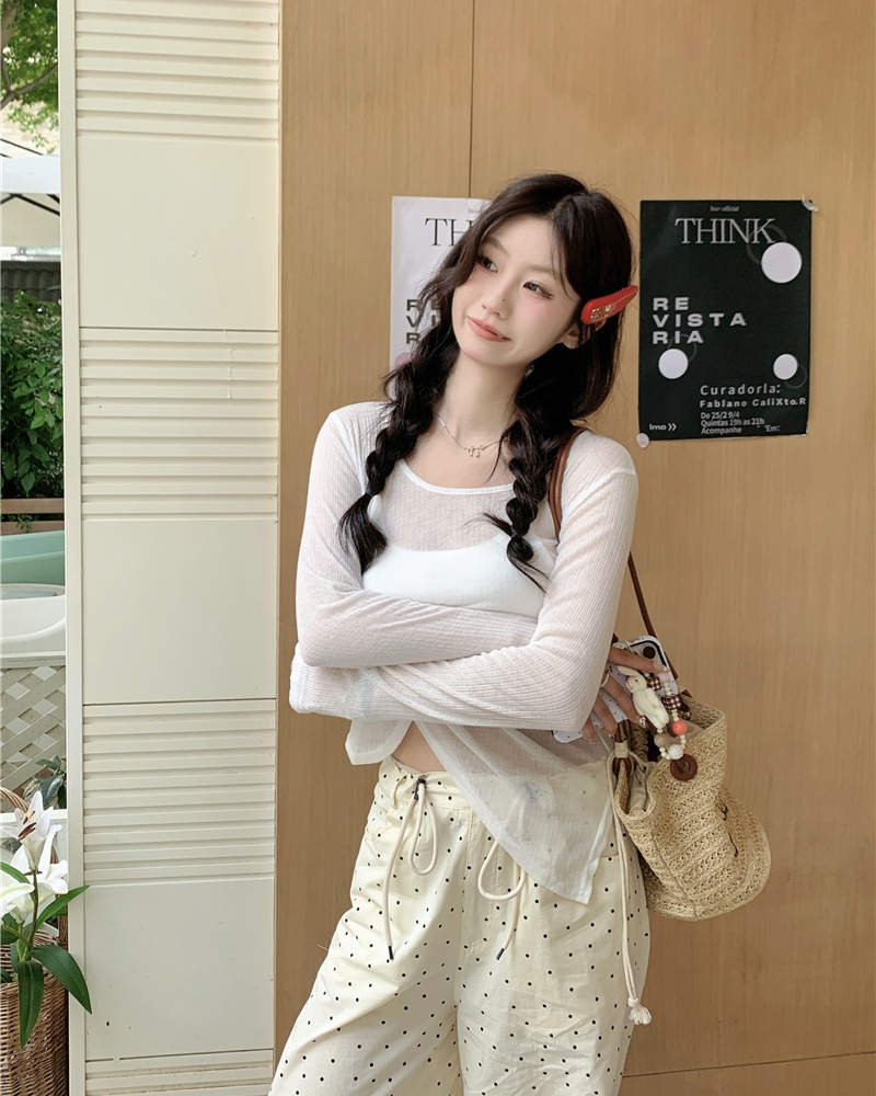 Irregular wear thin smock sunscreen sling enticement T-shirt