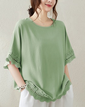 Loose large yard lace short sleeve T-shirt for women