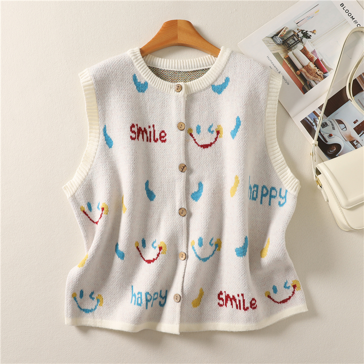 All-match smiley coat Casual waistcoat for women