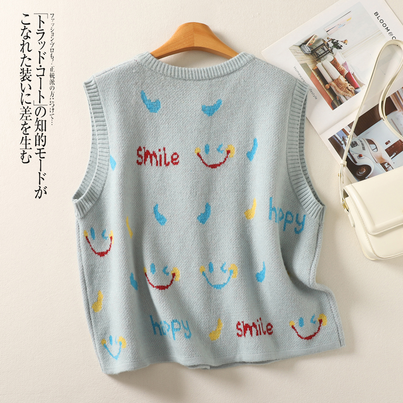 All-match smiley coat Casual waistcoat for women