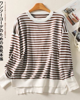 Art stripe tops mixed colors sweater for women