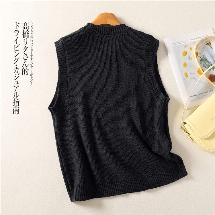 Knitted simple basis tops art heart mixed colors waistcoat