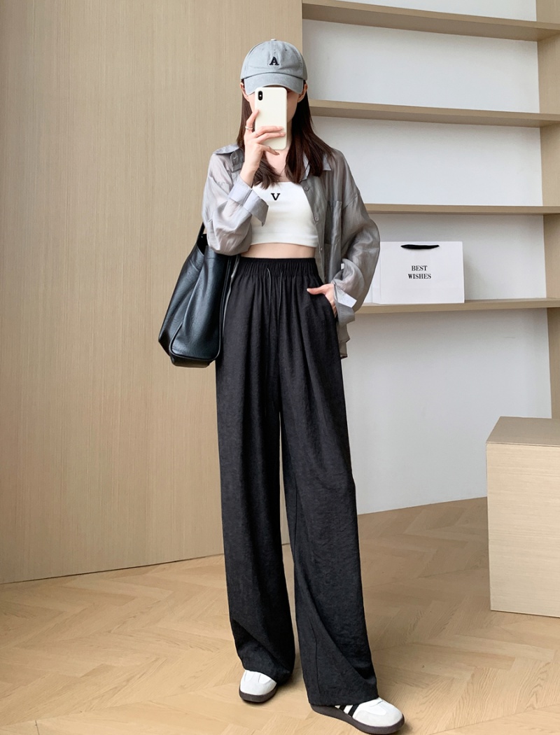 Casual drape wide leg pants straight summer pants for women