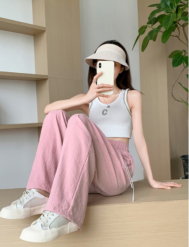 Casual drape wide leg pants straight summer pants for women