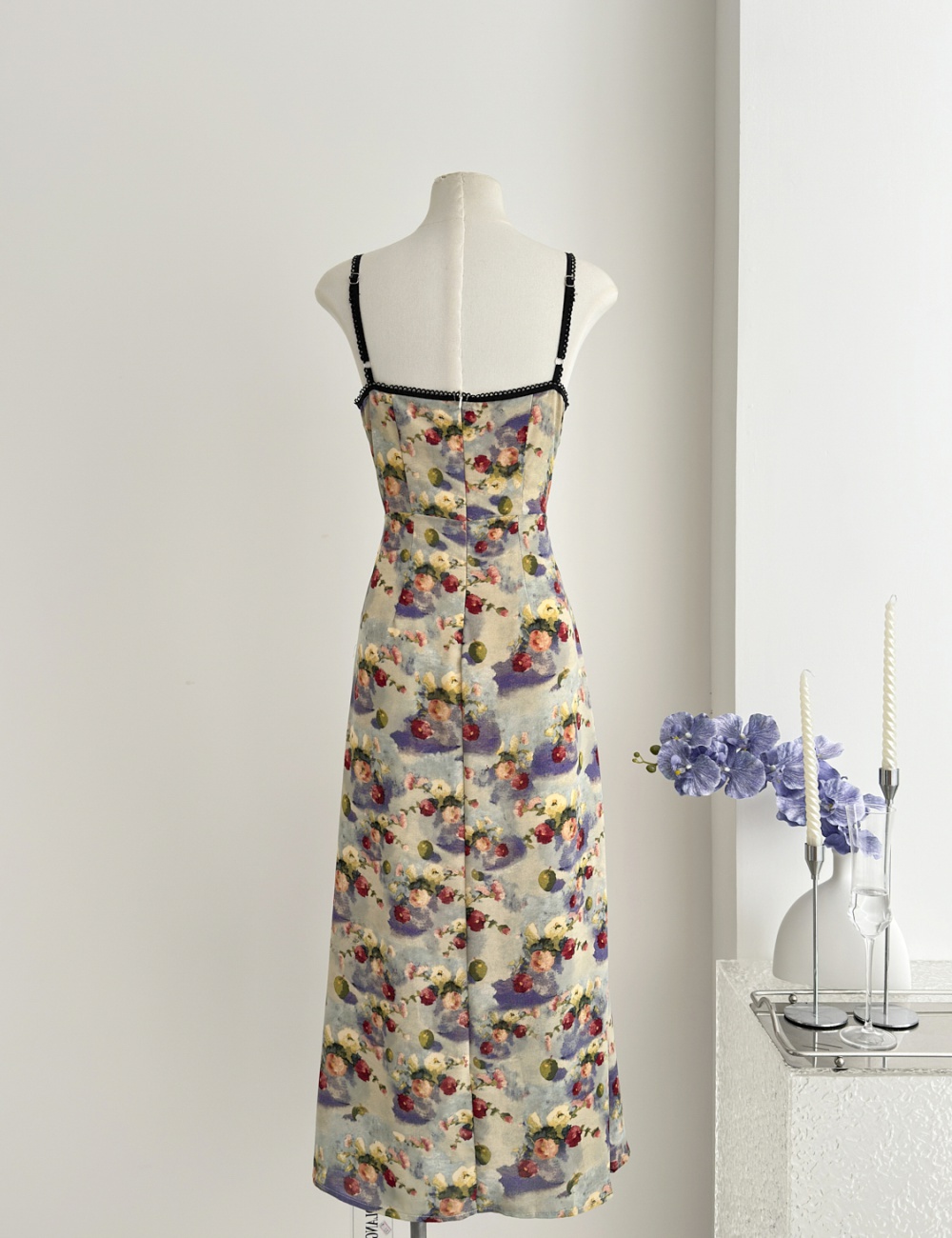 Retro sling dress floral long dress for women