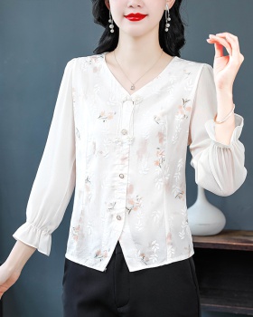 Short Chinese style small shirt short sleeve floral tops for women