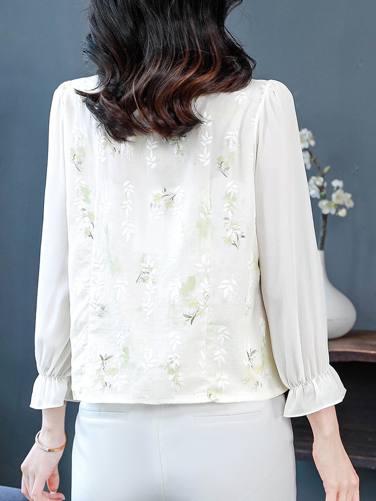 Short Chinese style small shirt short sleeve floral tops for women