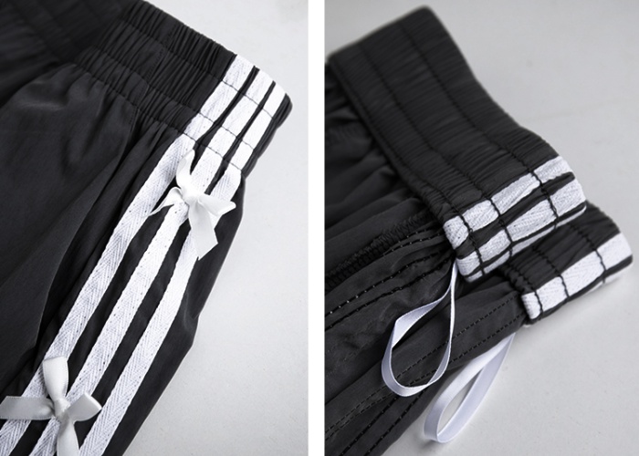 Stripe shorts sports wide leg pants for women