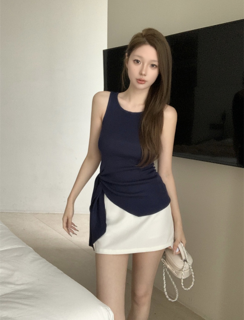 Korean style side split irregular frenum vest