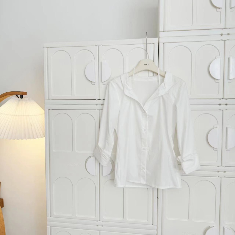 Short white summer long sleeve shirt for women