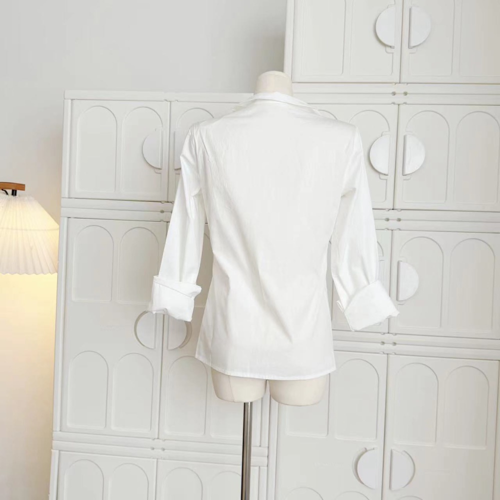 Short white summer long sleeve shirt for women