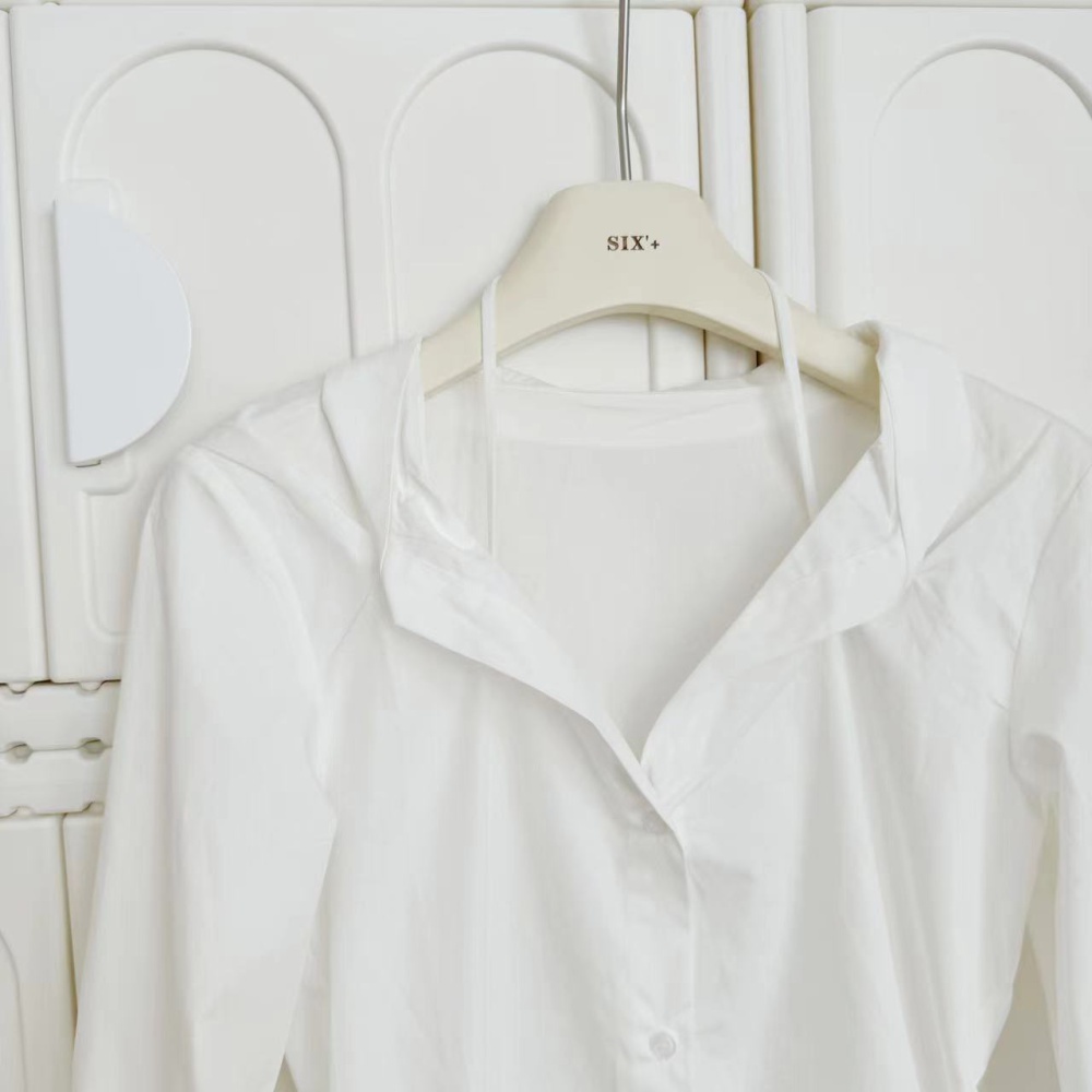 Short white summer long sleeve shirt for women